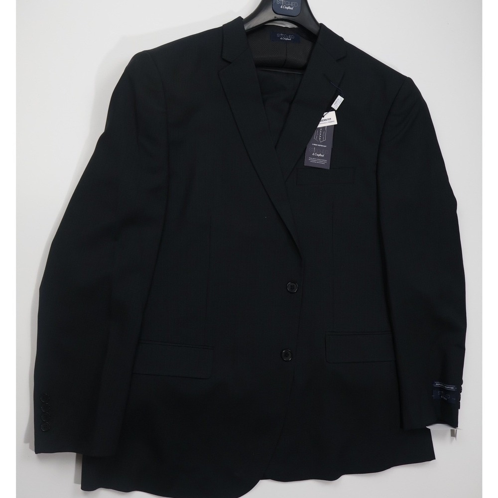 Stitched & Crafted 3 Piece Suit Modern‎ Fit 50L Charcoal Performance Formal